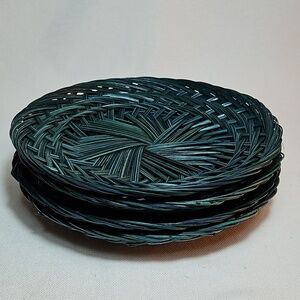 Vintage Wicker Plate Chargers - set of 4 - 1970s